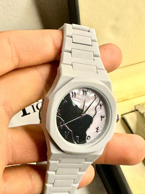 Arabic Aura - White and black dial | White microfiber chain | White aura